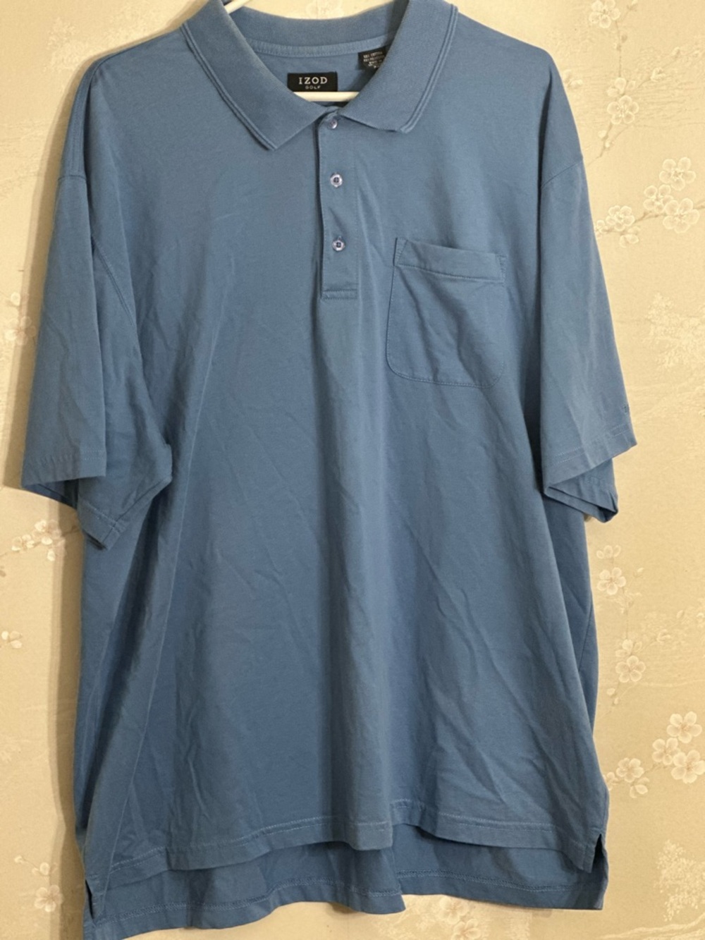 Izod Golf Men’s XXL Blue Polo Shirt with Pocket – 3-Button
